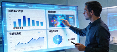 足球分析师使用数据面板展示球队历史战绩与预测模型
